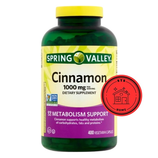 [BRSRMHT7CAORQCDB] Spring Valley Cinnamon Dietary Supplement, 1000 mg, 400 Count + STS Sticker.