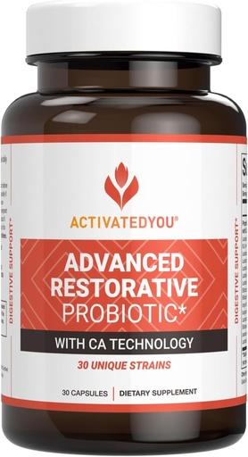 [BRSW2GAQBAIBEHLG] ACTIVATEDYOU Advanced Restorative Probiotic for Daily Use- 30 Strain Digestive Gut Health & Immune Function Support- Acidophilus Supplement for Radiant-Looking Skin (30 Capsules)