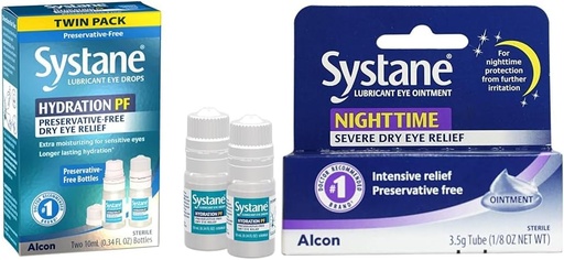 [BRSROAIPCQORO3TP] Systane Hydration Multi-Dose Preservative-Free Eye Drops Dry Eye Relief Twin Pack (2x10ml) & Nighttime Lubricant Eye Ointment 3.5g Tube