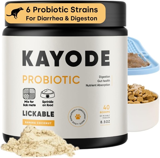 [BRSROHY3B4GWM3Q6] Kayode Lickable Probiotics for Dogs - Strong Dog Digestive Aid & Dog Diarrhea Relief. for Dog Lick Mats Or As Food Topper. Tasty Banana Coconut Flavor. 7 Dog Probiotic Strains.