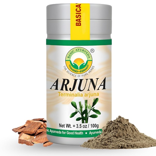 [BRSRO2YEAVYGE33B] BASIC AYURVEDA Arjuna Barwder (Termina Arjuna)  bày tỏ lòng yêu thương đối với Trái tim và Sự sống, hỗ trợ tự nhiên và không-GMO, Gluten- Free-A 3.53 Oz (100g)