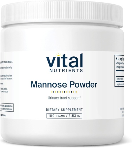 [BRSWIYQFBUNRYALU] Vital Nutrients Mannose Powder 100g | Vegan D-Mannose Supplement for Urinary Tract and Bladder Support | Gluten, Dairy, Soy Free | Non-GMO | 50 Servings