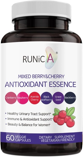 [BRSRAZYEAQORGC3P] 6in1 Antioxidant Supplement for Women with Cranberry, Grape Seed & Berry Blend | Nutritional Complex-Skin, Healthy Aging, Immune & Urinary Tract Support | Vegan Capsules