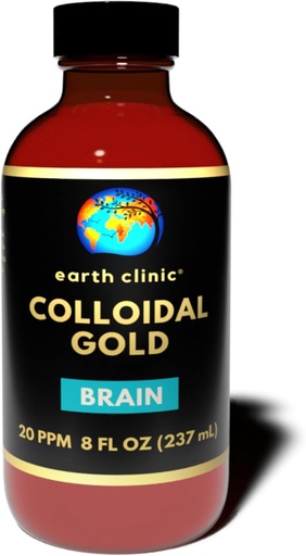 [BRSW2BIQAECB6CDV] Earth Clinic ® Or colloïdal 20 ppm, 8 oz (237 mL) - Soutien naturel du cerveau et aide à la fonction cognitive