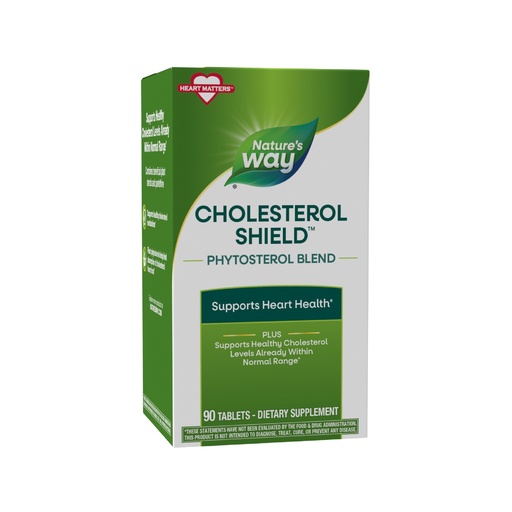 [BRSWIY32BQPRC3A7] Nature's Way Cholesterol Shield, Supports Healthy Levels Already Within a Normal Range*, Phytosterol Blend, Supports Heart Health*, No Gluten, 90 Vegan Tablets (Packaging May Vary)