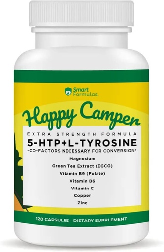 [BRSRMZA3DMAWGYDX] Be Happy, 120 Vegetarian Capsules, Serotonin and Dopamine Booster with Co-Factors, 5-HTP, L-Tyrosine, Magnesium, Green Tea Extract, Copper, Zinc, Vitamin C, Vitamin B9, Vitamin B6