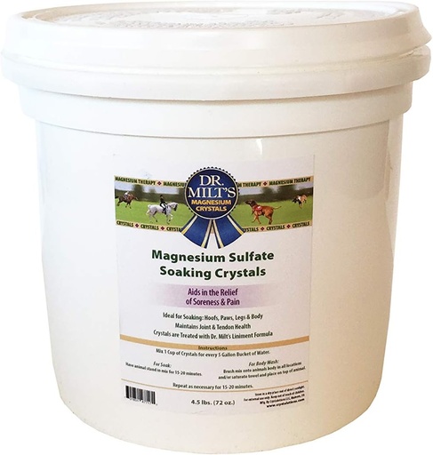 [BRSWGHAYB4ARYF3D] Dr. Milt's Horse Epsom Salz Magnesiumsulfat Kristalle mit Arnica: Hoof und Body Soak für Relief und Erholung. 1-4.5lbs Eimer