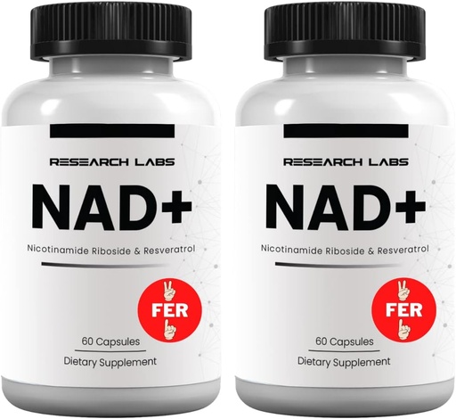 [BRSW2BIEAQCB63L6] Research Labs NAD+ Supplement 2 for 1 Ad. Proprietary Formula w/Patent Pending RiboYOUNG™. NRF2 Activator, Nicotinamide Riboside, Quercetin, Resveratrol, Betaine. True NAD Supplement Anti Aging…
