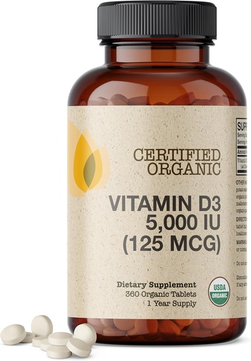 [BRSROYDYCJ4AYCDL] Futurebiotica Vitamine D3 5.000 IE (125 MCG), USDA Certified Organic Vitamin D Supplement, 360 tabletten