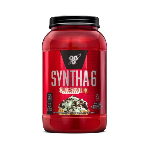 [BRSWGEIOCBYB4HLZ] BSN Syntha-6 Whey Protein Powder, Cold Stone Creamery- Mint Mint Chocolate Chocolate Chip Flavor, Micellar Casein, Milk Protein Isolate Powder, 25 Servings