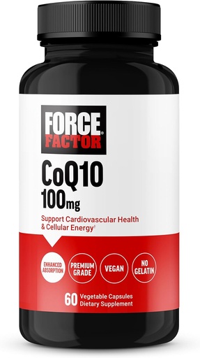 [BRSROEL7AR7A4HT5] FACTOR FACTOR CoQ10 100mg, Coenzyme Q10 Suplemento de salud cardíaca con absorción aumentada, Coq 10 de Grado Premium, Vegan, Dairy Free, Gluten Free y Non-GMO, 60 cápsulas vegetales