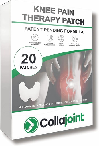 [BRSRAFINB57QYEL7] Knee Pain Relief Patch - Hydrogel for Mobility & Comfort with Collagen & Glucosamine - Low Odor, 20 Count