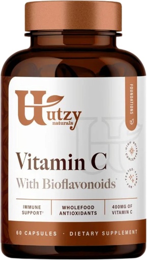 [BRSROAQEA57AYF3D] Utzy Naturals Vitamin C Complex | 400mg Vitamin C with Acercola & Citrus Bioflavonoids | 60 Capsules