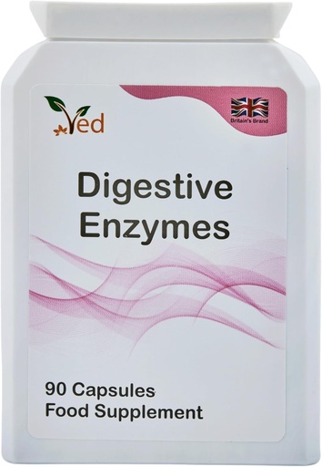 [BRSRAGT5BB7R43Y3] Ved Digestive Enzymes, Comprehensive Food Intolerance Complex, Targets Multiple Intolerances Including Gluten, Lactose & Casein, 90 Vegan Capsules(45 Days Supply)