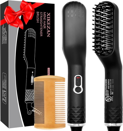 [BRSRMZQNB4NBAC36] Beard Straightener for Men,Premium Heated Beard Brush w/Anti-Scald Feature,Beard Straightening Comb,Unique Fathers Day Birthday Valentines Gifts for Men Him Dad Boyfriend Christmas Stocking Stuffers