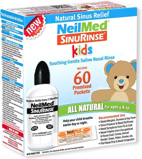 [BRSWIH3RBUIAEH32] NeilMed Pharmaceuticals - Sinus Rinse Kids All Natural Kit - 60 Premixed Packets