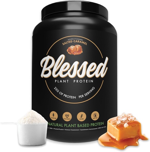 [BRSWGFQLC4GR4HIZ] Blessed Vegan Protein Powder - Plant Based Protein Powder Meal Replacement Protein Shake, 23g of Pea Protein Powder, Dairy Free, Gluten Free, Soy Free, No Sugar Added, 30 Servings (Salted Caramel)