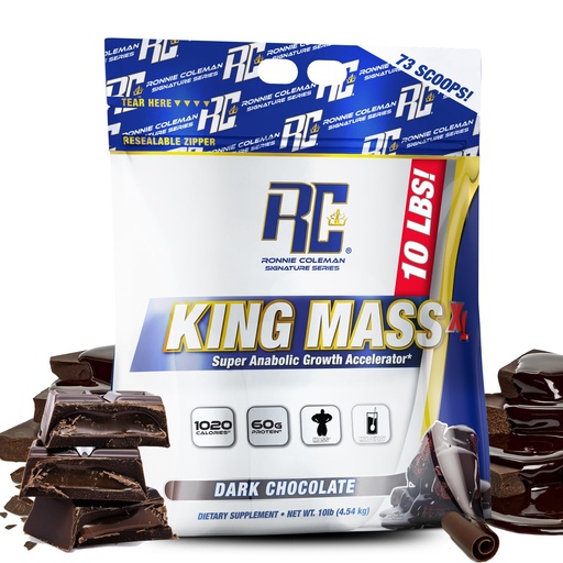 [BRSRMAAQCN6GOCDL] Ronnie Coleman Signature Series King Mass XL Mass Gainer Protein Powder – Dark Chocolate Weight Gainer with 60g Protein, 180g Carbohydrates, 1,000+ Calories, Creatine & Glutamine – 10 Pound