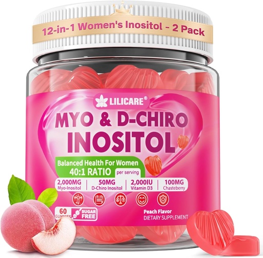 [BRSRAZY7BB6B4CD2] Inositol Gummies pro ženy + Chasteberry, Myo- Inositol & D- Chiro Inositol 2000mg + 50mg Ideal 40: 1 Poměr s methylovaným B12 & Folát, Cholin, Magnesium, Vitamin D3 pro celkové zdraví, Balení 2