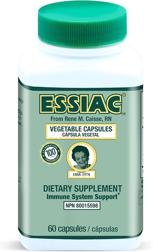 [BRSWIYAQAZ6Q2CLA] ESSIAC 茶叶全自然草药提取法 Capsules – 60 Capsules – 强抗氧化剂混合剂 帮助促进整体健康与健康 – 原配方 自1922年起