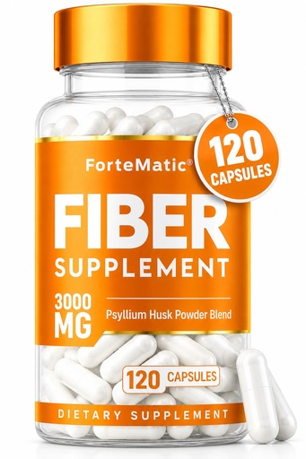 [BRSWYZQKCQAQI334] Fiber Supplement Capsules – Psyllium Husk 3000mg for Digestive Health & Gut Health | Fiber Capsules for Constipation | Aloe Vera, Chia Seed & Flaxseed | 120 Count