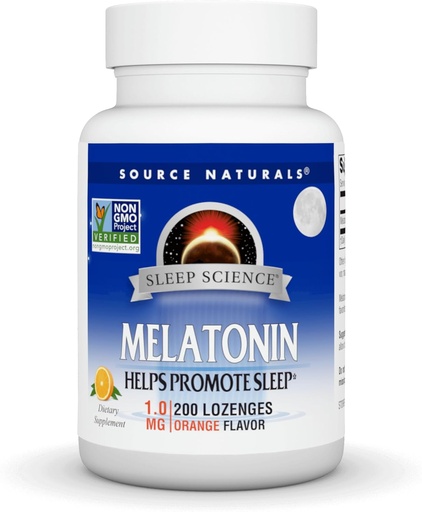 [BRSWIYQEO4BGY23C] Source Naturals Melatonin 1 mg - 200 Orange Flavored Lozenges