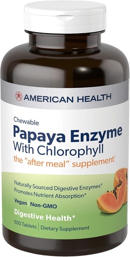[BRSWIYT3PMDAOCTY] American Health Chewable Papaya Enzyme con clorophyll 600 Chwbls