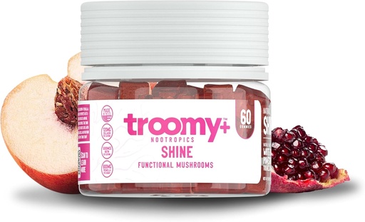 [BRSROEI6BVYWYYDJ] Troomy All Natural Beauty Shine Tremella Mushroom Gummies – Contains Biotin & Collagen That Supports Hair, Skin, & Nail Growth – Great Tasting Pomegranate White Peach Flavor – 60 Count