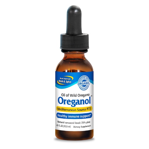 [BRSWIAQMAIGROEY7] NORTH AMERICAN HERB & SPICE Oreganol - 0.45 fl. oz. - Unprocessed, Wild, Organic Oregano Oil - Mediterranean Source P73 - Non-GMO - 194 Servings