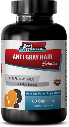 [BRSWECQ2OICRGCD4] Eliminate Grey Hair - Anti Gray Hair Natural Formula for Men and Women - Biotin Supplement - Anti Gray Hair Supplement, Herbal Gray Hair Reversal, Reverse Gray Hair Darkening Supplement, 1B 60 Caps