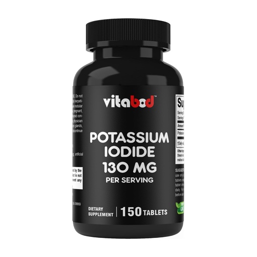 [BRSROAYQA4CR4HTG] Vitabod Potassium Iodide Dietary Supplement 130 mg per Serving - 150 Tablets (1 Bottle) - Exp 05/2030