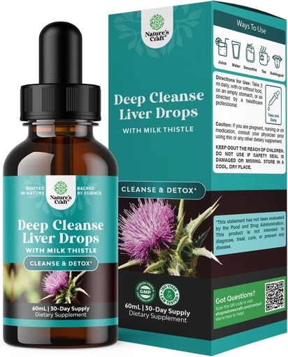 [BRSRMZILBEOQKC3X] Deep Liver Cleanse, Detox & Korjaa maito Thistle Liquid Drops - Liver Detox Liquid Artisoke Extract Dandelion Leaf, Ginger & Turmeric Curcumin for Immuniteetti & Daily Cleanse -60 ml pullo