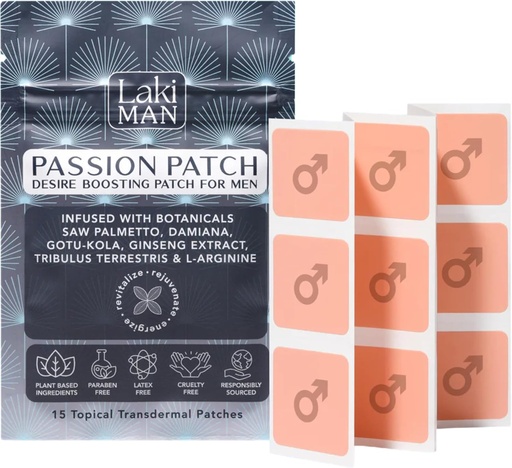 [BRSRO2YFBAHAK3DX] Laki Naturals Passion Patch for men (Pack of 15) - Podporuje Cirkulaci, Vitalitu, Vigour a energii s přírodními složkami - Non-Habit Forming, Time- Uvolněné pánské wellness záplaty