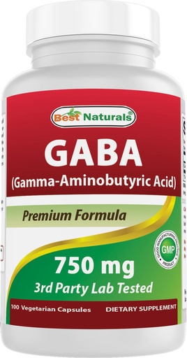 [BRSWKZ32AQOBMC3O] Best Naturals Gaba 750 mg 100 Veggie Caps