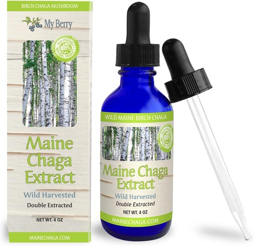 [BRSWIEYQO54AOEDY] Chaga Mushroom Extract Liquid | 4oz | Tincture | 100% Wild-Harvested & Double Extraction | USA & Canadian Grown