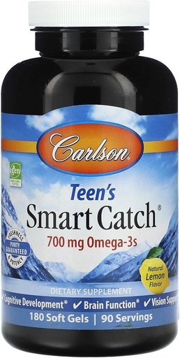 [BRSWIZAAAF7A4DIZ] Carlson Teen's Smart Catch, Natural Lemon, 180 Soft Gels