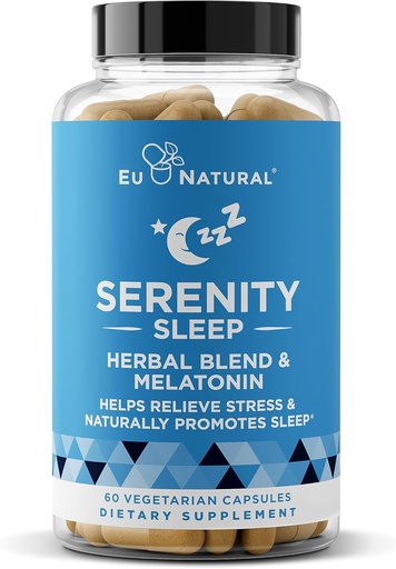 [BRSWGBIPAB5R42A6] Serenity Sleep Natural Sleep Aid – Potent Mistura de Magnésio, Raiz Valeriana e Melatonina – Natural Sleep Aid – Não-Habit-Formando maneira de relaxar e obter uma boa noite de sono – 60 Vegan Soft Caps