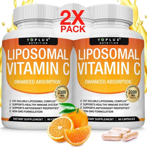 [BRSWYBAPOF7BGC35] Vitamina Liposomal C 2100mg ad alto assorbimento Fat Soluble VIT C - Supporto Immune Collagen Booster Immunity Defense & Potente Antiossidante, MCT Oil & Sunflower Lecithin, Acido Acsorbico, Vegan Non OGM