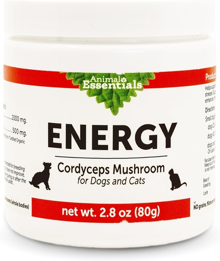 [BRSROA36OQMBUELO] Animal Essentials Energy Cordyceps Mushroom Supplement for Dogs & Cats - Support Stamina & Endurance, Healthy Respiratory & Kidney Functions, Antioxidant, Mushroom Powder Extract - 2.8 Oz (Pack of 1)