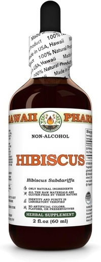 [BRSRAH37CMNGYHTB] Hawai Pharm Hibiscus Extracto libre de alcohol, Glicérite para soporte antioxidante, promueve la circulación, apoya la vitalidad cardíaca, mejora la función del hígado, revitaliza y revitaliza - 2 fl.oz