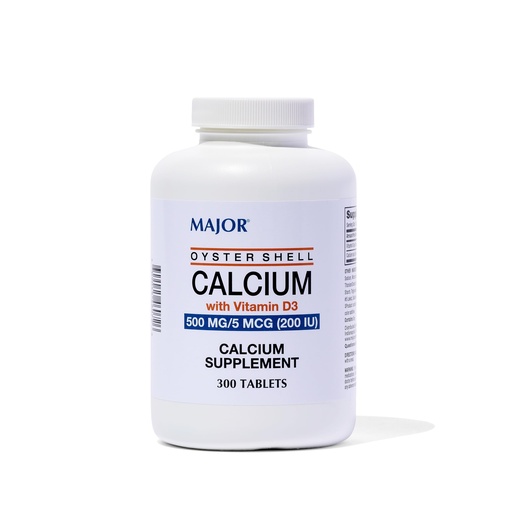 [BRSWIZY5BZ4AG3TU] Major Oyster Shell Calcium with Vitamin D3 500 mg / 5 mcg (200 IU) - Daily Calcium Supplement - 300 Tablets (1 Pack)