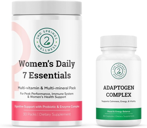 [BRSROEI5OQJWMEY6] Women's Daily 7 Essentials & Adaptogen Complex Bundle - Complete Multivitamin Pack with Stress Adaptation Support for Women's Optimal Health