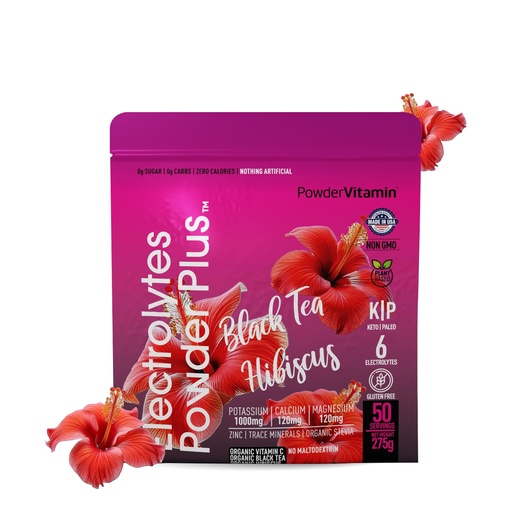 [BRSRAGQLBUGQKEQ4] PowderVitamin Electrolytes Powder Plus (50 Servings) Black Tea Hibiscus Electrolyte Powder Keto, Sugar Free, Pink Himalayan Salt,1000mg Potassium,120mg Calcium,120mg Magnesium, Hydration Powder