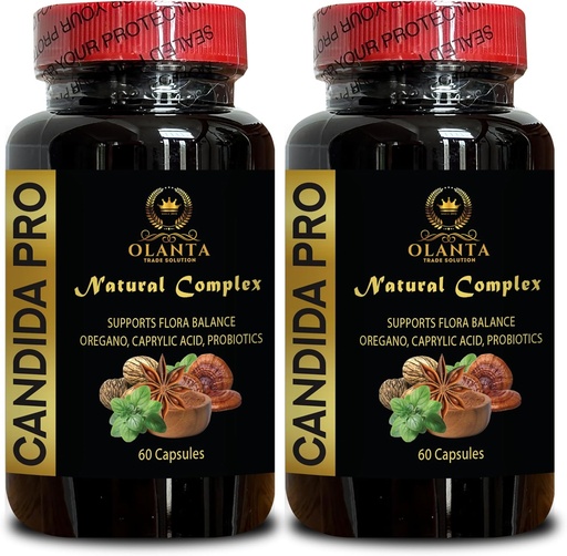 [BRSRAZY6CEHROG3A] Generic Candida PRO - Natural Herbal Oregano and Caprylic Acid, Digestive Health, probiotics, Candida Detox, Black Walnut, Wormwood - 2 Bottles