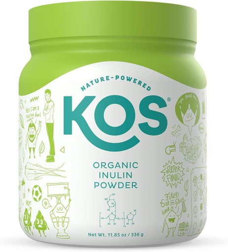 [BRSWGGL2OQNWAD3L] KOS Organic Inulin Powder, Unflavored & Unsweetened Superfood - Vegan Inulin for Prebiotic Intestinal Support, Digestive Health Promoting - USDA Certified, Non-GMO, Soy & Gluten-Free, 112 Servings Bag