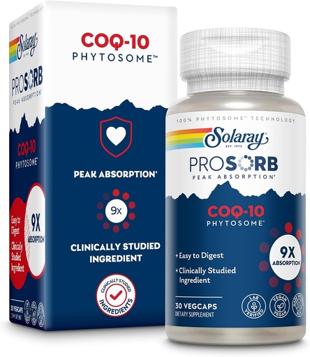 [BRSROFT3DF7AAH32] SOLARAY CoQ-10 Phytosome - 9X Absorption CoQ10 200mg - Easy-digest Antioxidt Phụ tá - Vegan and Make Without Soy - 60- days Bảo đảm - 30 phục vụ, 30 VegCaps