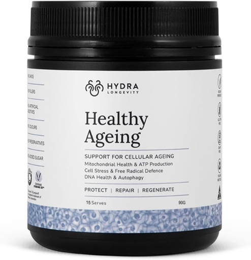 [BRSROFIDO4MBS3LG] Healthy Ageing Supplement Powder, Anti-Ageing Effects, Contains Quercetin, Resveratrol and Nrf2 Activators, Antioxidants Rich Nutrient-Dense, Non-GMO, Vegan (90 Grams (15 Servings)