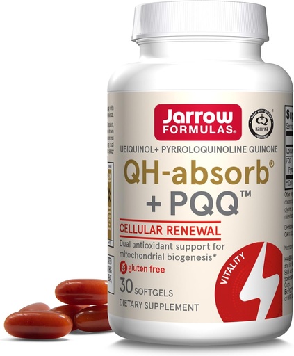 [BRSWIEIZPMOWYH3E] Fórmulas Jarrow QH-absorb + PQQ - 30 Softgels - Suplemento dietético Soporta Biogénesis Mitocondrial, Producción Energética & Salud Cardiovascular - Hasta 30 Servimientos