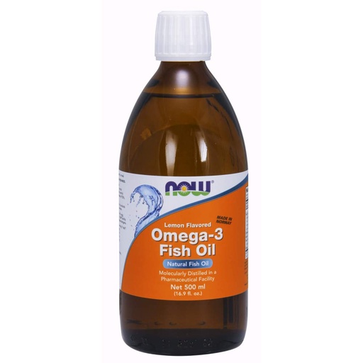 [BRSWIYYLO4DREF36] NOW Supplements, Omega-3 Fish Oil Liquid, Molecularly Distilled, Lemon Flavored, 16.9-Ounce