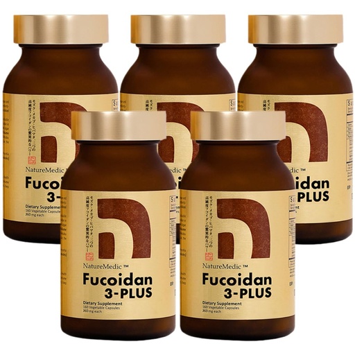 [BRSWGFTQDEHBMFY7] Fucoidan 3-Plus Brown Seaweed Immunity Supplement with Three Types of High Purity Fucoidan Organic Mekabu Fucus Mozuku Agaricus Made in Japan (Vegetable Capsule, 5 Bottles)